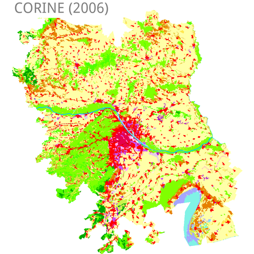 Fragment from the CORINE land data base 