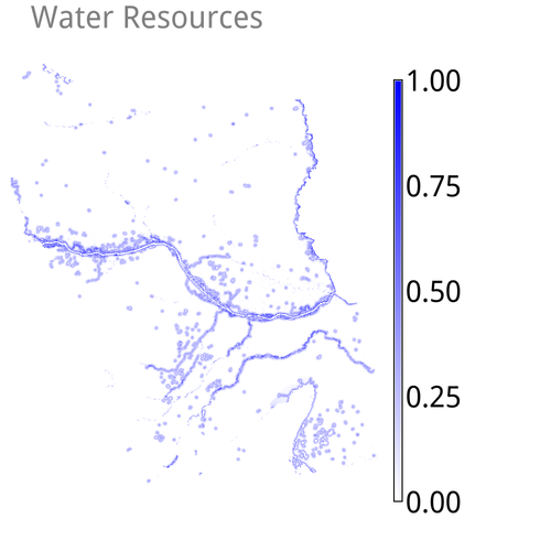 Example of a water resources input map