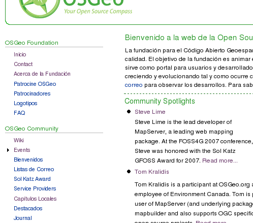 La página de OSGeo también está en español
